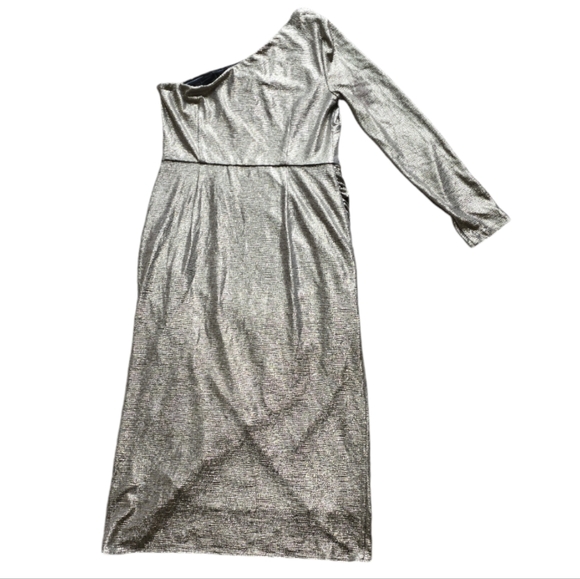 Aidan Mattox Mettalic Gold One shoulder Dress. Size 12 - Picture 5 of 8